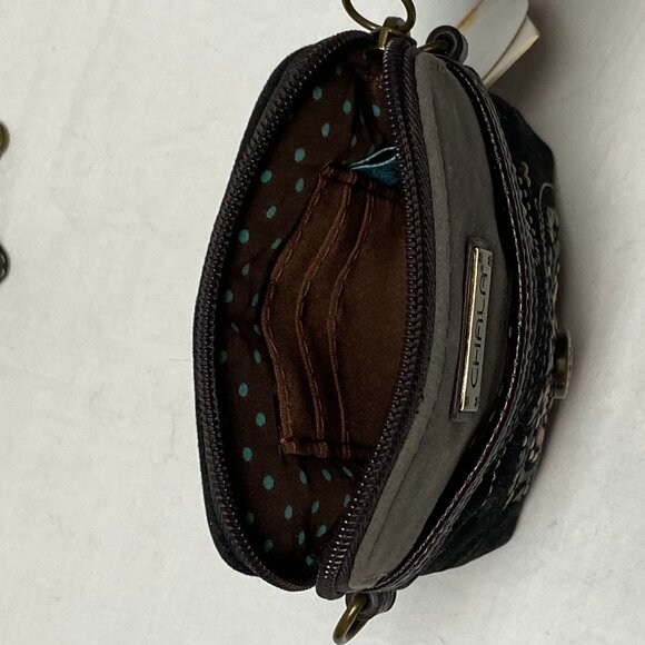 Convertible 2 Strap Stud Decorated Mandala Vegan Suede Small Bag Pouch NWT Chala - Picture 9 of 10